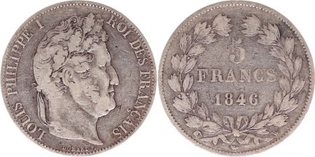 France 5 Francs Louis-Philippe 1er - 1846 W Lille
