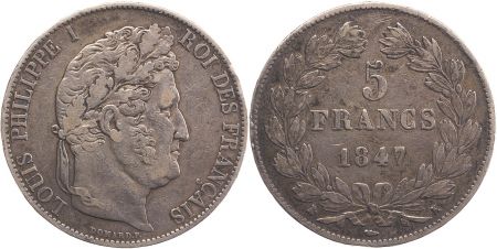 France 5 Francs Louis-Philippe 1er - 1847 K Bordeaux
