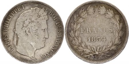 France 5 Francs Louis-Philippe I - 1834 H La Rochelle - Argent