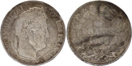 France 5 Francs Louis-Philippe I - 1838 MA Marseille - Argent