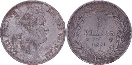 France 5 Francs Louis-Philippe Ier - 1831 W Lille tranche en creux - TB+