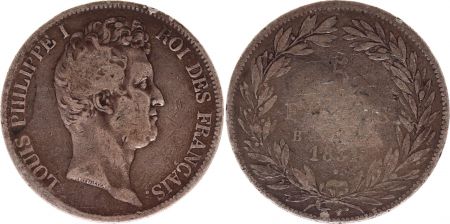 France 5 Francs Louis-Philippe Ier - 183x B Rouen (date illisisble) tranche en creux