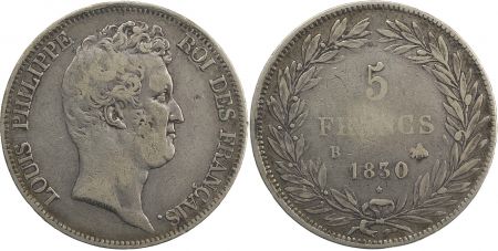 France 5 Francs Louis-Philippe sans  I - 1830 B tranche en creux