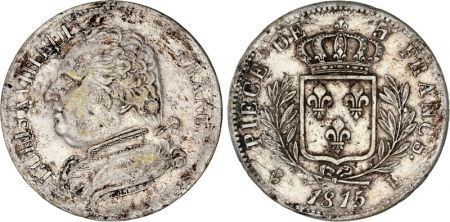 France 5 Francs Louis XVIII -  Buste habillé -1815L Bayonne - TTB