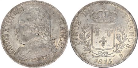 France 5 Francs Louis XVIII - Buste habillé - 1815 B Rouen