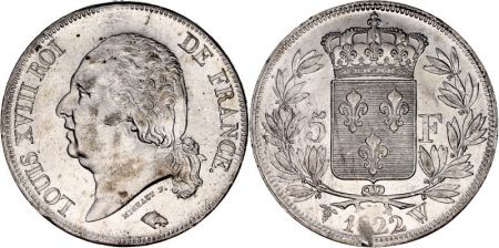 France 5 Francs Louis XVIII Buste nu - 1822 W