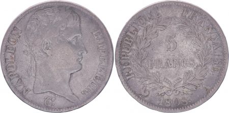 France 5 Francs Napoléon Empereur  - 1808 A Paris - TB+