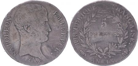 France 5 Francs Napoléon Empereur  - An 13 Toulouse - Argent - TB