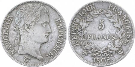 France 5 Francs Napoléon I - 1808 W