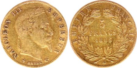 France 5 Francs Napoléon III - Tête laurée - 1865 BB
