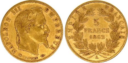 France 5 Francs Napoléon III - Tête Laurée 1862 A