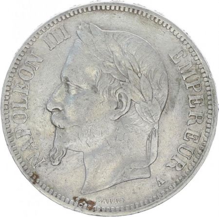 France 5 Francs Napoléon III - Tête laurée 1868 A Paris