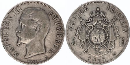 France 5 Francs Napoléon III - Tête nue - 1855 ou 1856 selon dispo