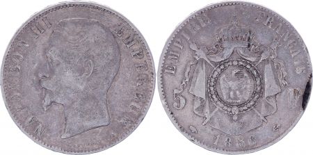 France 5 Francs Napoléon III - Tête nue - 1856 A Paris - Argent - TB - 3e ex.