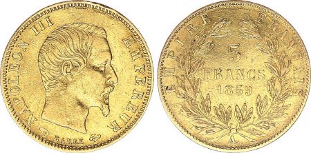 France 5 Francs Napoléon III - Tête nue - 1859 A - Or