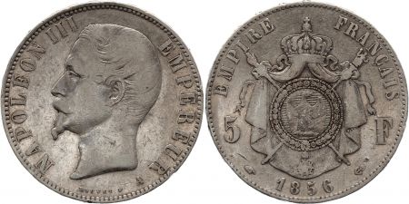 France 5 Francs Napoléon III - Tête nue -1855-1856