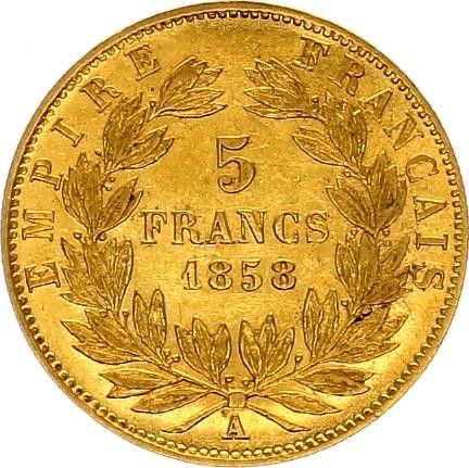 France 5 Francs Napoléon III - Tête nue 1858 A