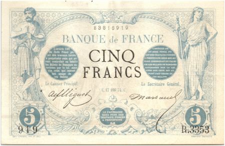 France 5 Francs Noir - 17-01-1874 Série R.3353