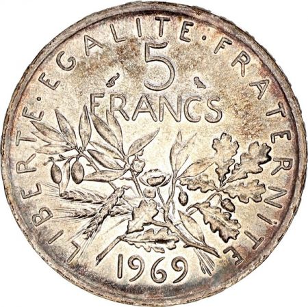 France 5 Francs Semeuse - 1969 Argent - SUP