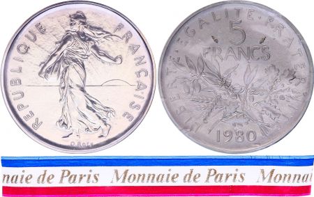 France 5 Francs Semeuse Piéfort 1980 - sous sachet Monnaie de Paris - Argent