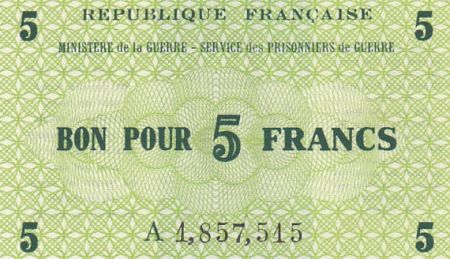 France 5 Francs Services des Prisonniers de Guerre - 1945