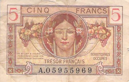 France 5 Francs Trésor Français - 1947 - Série A - B+