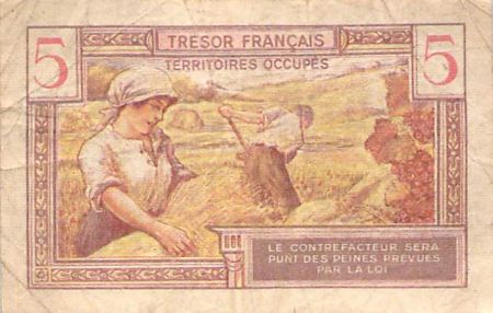 France 5 Francs Trésor Français - 1947 - Série A - TB