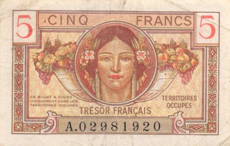 France 5 Francs Trésor Francais - Portrait de femme - 1947 A 02981920 - TTB