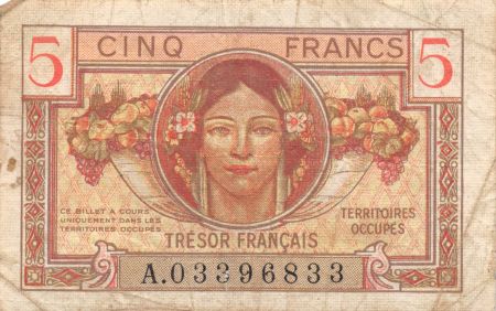 France 5 Francs Trésor Francais - Portrait de femme - 1947 A 03396833 - TB+