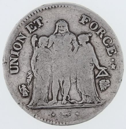 France 5 Francs Union et Force - An 8 L Bayonne
