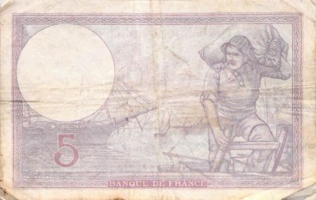 France 5 Francs Violet 02-11-1939 Série Z.65783 - TB+