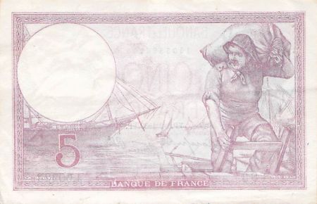 France 5 Francs Violet 03-08-1939 Série J.60223 - TTB