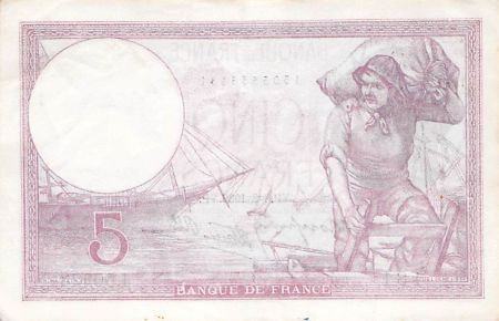 France 5 Francs Violet 03-08-1939 Série J.60223 - TTB