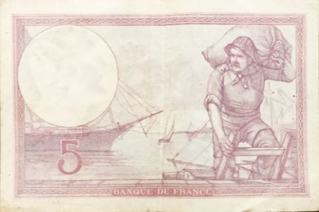 France 5 Francs Violet 13-04-1933 Série A.54592 - TTB