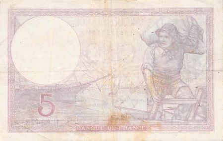 France 5 Francs Violet 14-09-1939 Série H.62472 - PTTB