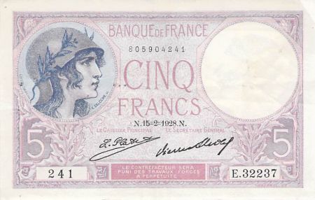 France 5 Francs Violet 15-02-1928 Série E.32237 - TTB