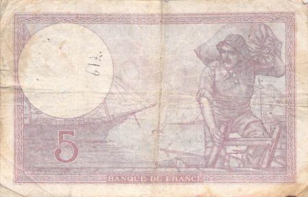France 5 Francs Violet 21-09-1939 Série W.62754 - TB