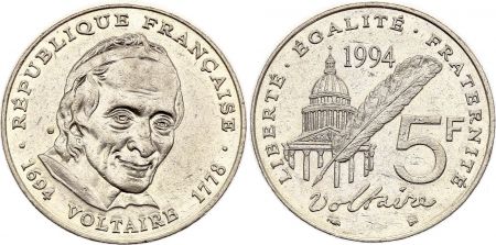France 5 Francs Voltaire - 1994 - TTB