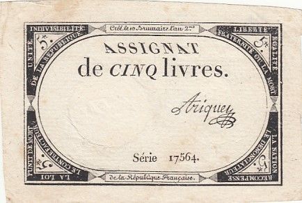 France 5 Livres - 10 Brumaire An II (31.10.1793) - Sign. Ariquey - Série 17564
