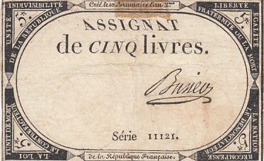 France 5 Livres - 10 Brumaire An II (31.10.1793) - Sign. Busier - Série 11121