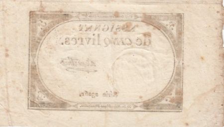 France 5 Livres - 10 Brumaire An II (31.10.1793) - Sign. Deperthe - Série 23261