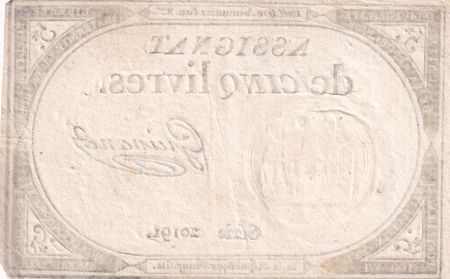 France 5 Livres - 10 Brumaire An II (31.10.1793) - Sign. Guinand  - Série 20191