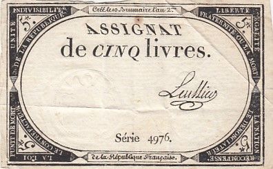 France 5 Livres - 10 Brumaire An II (31.10.1793) - Sign. Leullier - Série 17004