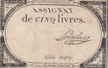 France 5 Livres - 10 Brumaire An II (31.10.1793) - Sign. Loiseleau - Série 26919