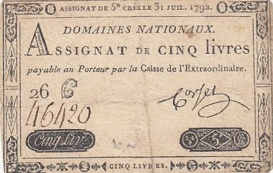 France 5 Livres - 31 Juillet 1792 - Sign. Corsel - Série 26G