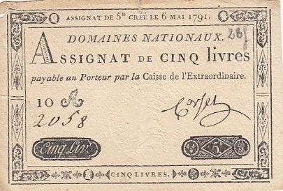 France 5 Livres - 6 Mai 1791 - Sign. Corsel - Série 2058