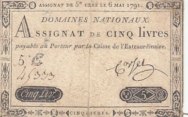 France 5 Livres - 6 Mai 1791 - Sign. Corsel - Série 5E