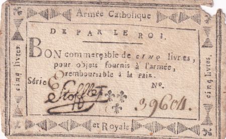 France 5 Livres - Bon de Maulevrier dit Bon de Stofflet - 1794