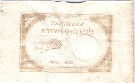 France 5 Livres 10 Brumaire An II (31-10-1793) - Sign. Chirouin