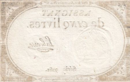 France 5 Livres 10 Brumaire An II (31-10-1793) - Sign. Labrosse